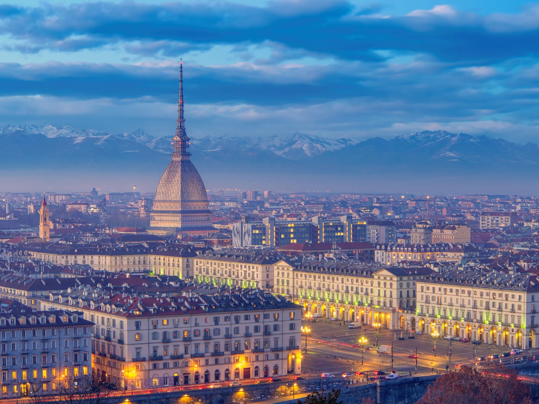 view of turin during sunset